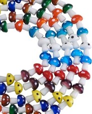 US 100Pcs Handmade Mushroom Lampwork Beads Glass Beads for Jewelry Making