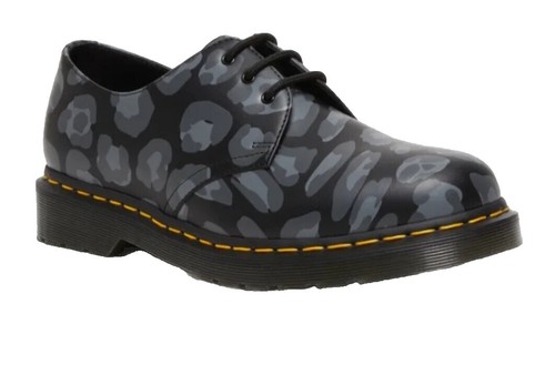 Dr. Martens Distorted Leopard Skull Print Oxfords Black Grey