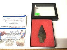AUTHENTIC Native American Artifact Corner Notch Spear Point Black/Brown Flint 