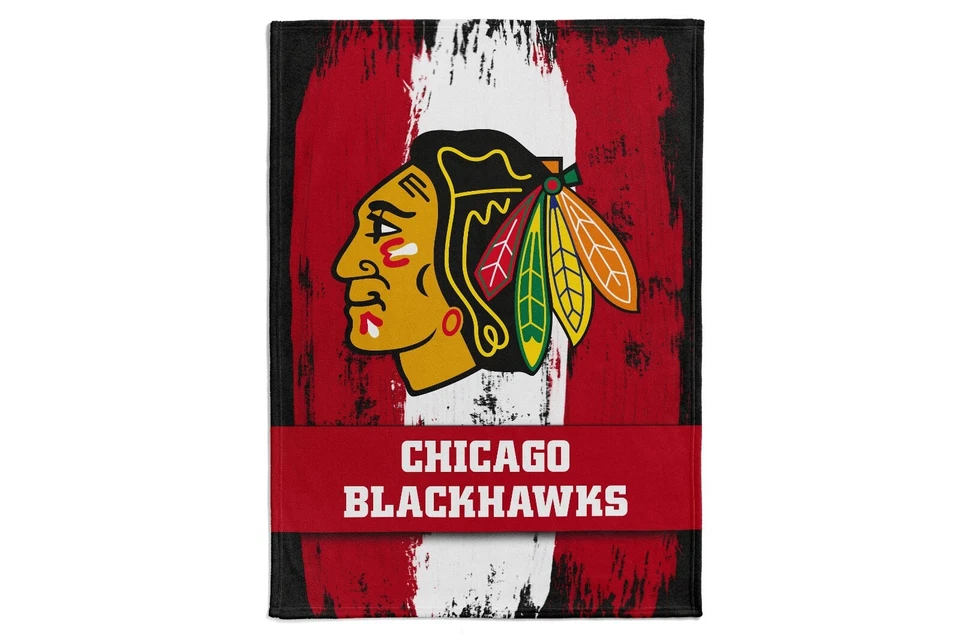 GREAT BRANDING NHL Kuscheldecke Chicago Blackhawks Decke Fleece Throw Brush Blanket 150x200