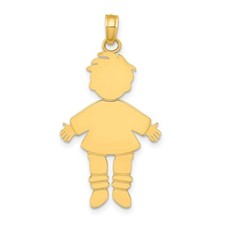 14k Yellow Gold Flat Engravable Boy Charm Pendant 1.26 Inch
