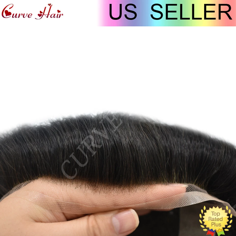 Sistemas de cabello humano de encaje francés completo para hombres Foto 3 de 4