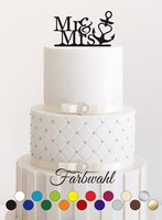 Tortenstecker Hochzeit, Cake Topper Acrylglas Mr Mrs Anker Wunschfarbe