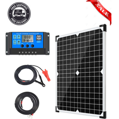 20W 12 Volt Battery Charger Solar Powered Panel for Car Dump Trailer Boat Marine