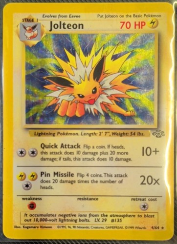 Jolteon (4) 04/64 Jungle Unlimited Holofoil Holo Rare MP Pokemon