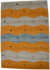 6X8 ft Multicolored Striped Tribal Indo-Gabbeh Oriental Rug Modern Boho Carpet