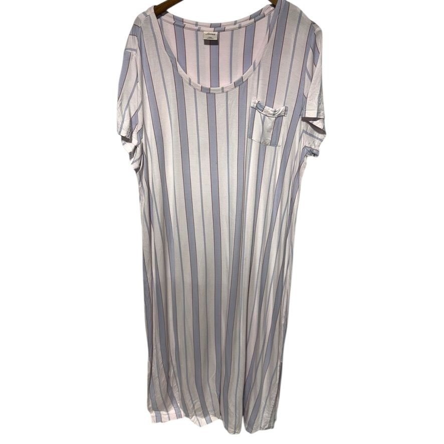 Soma Cool Nights Long Sleepshirt Mulitcolor Striped Size XXL