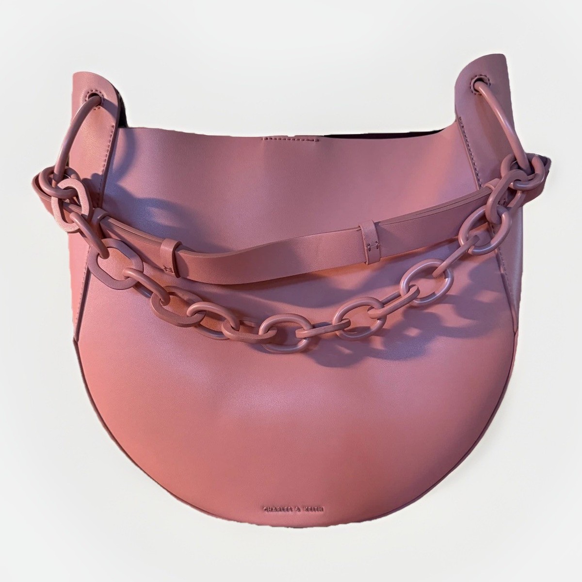 Charles Keith Pink Chain Handle Shoulder Bag XL Tote NWOT