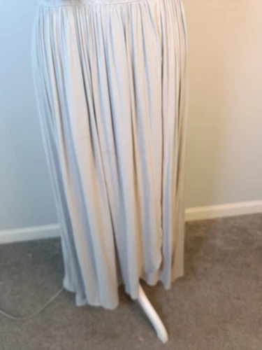 Free People Fiona S/P Grey Maxi Wrap Dress Embroidered Romantic Boho Gauzy - Picture 7 of 18