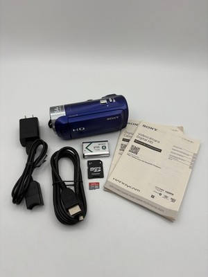 Sony Handycam HDR-CX240 9.2MP HD Video Camera Camcorder Blue w/54x Zoom Bundle
