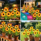 Solar Garden Lights-4 Pack Solar Sunflowers with Multicolor Changing Swaying Fir