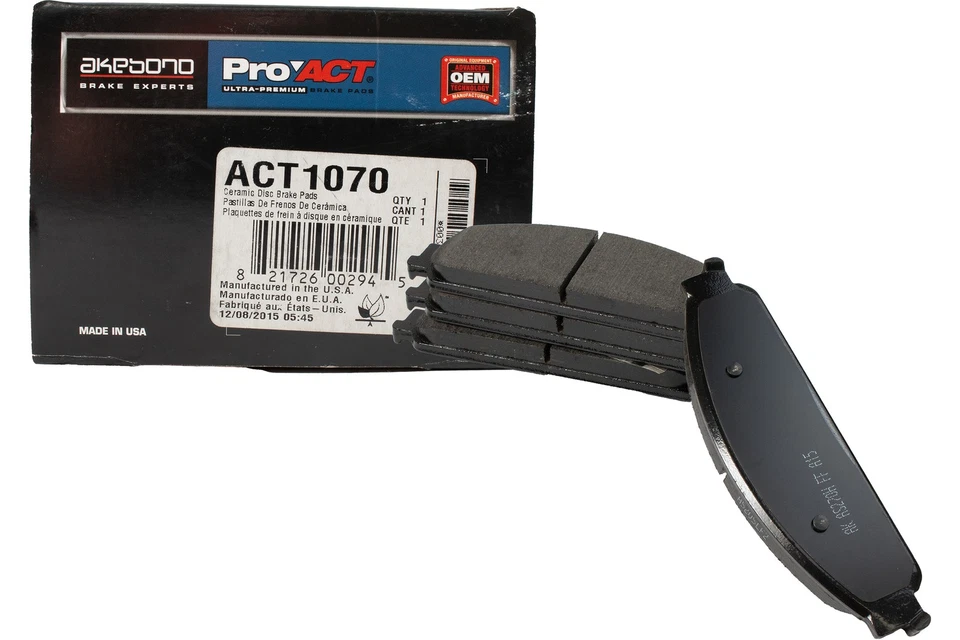 Pastillas de freno de disco delanteras de cerámica Akebono ProAct para Ford Taurus 08-09 pieza ACT1070 Foto 2 de 4