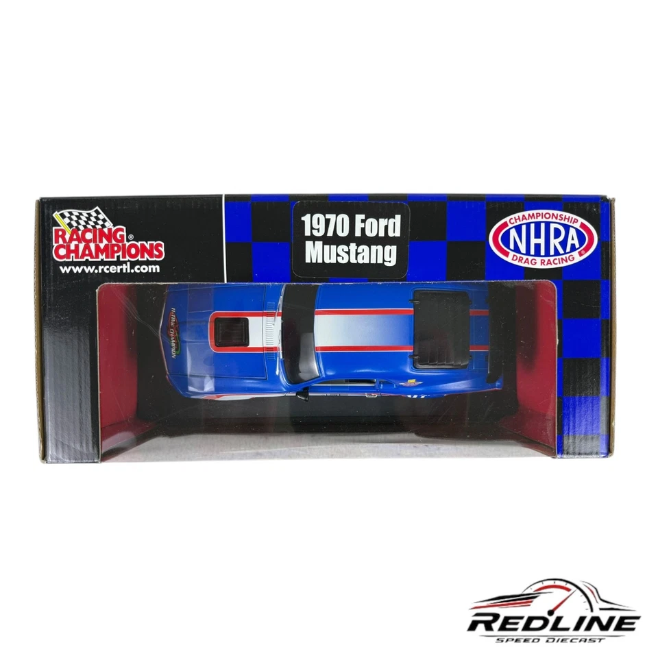 Racing Champions 11X Champion John Force #2 NHRA 1970 Ford Mustang azul 1:18 LN Foto 3 de 4