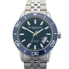 Orologio Uomo Automatico Raymond Weil Freelancer 2760-ST3-50001 Quadrante Blu 42mm +B&P