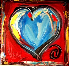 HEART Original Oil Painting canvas IMPRESSIONIST   KAZAV YNU5h8O7TT