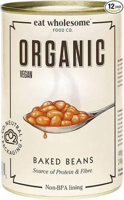 Eat Wholesome Organic Baked Beans 400g Pack of 12 In Tomato Sauce Low Fat