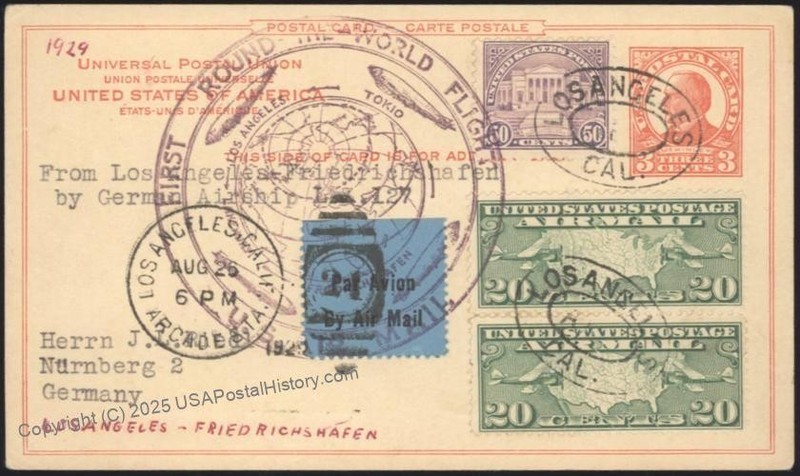 USA 1929 Graf Zeppelin Round the World RTW Los Angeles 2nd Landing Mi32A  116189