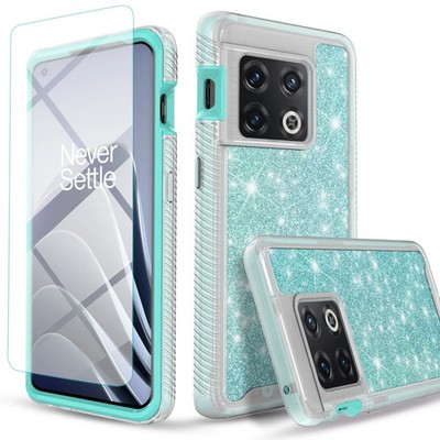 For OnePlus 10 Pro 5G Case Phone Cover Glitter Diamond+ Tempered Glass Protector