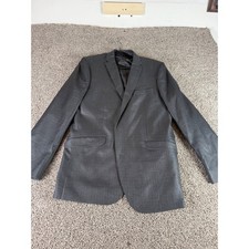 Kenneth Cole Reaction Mens Techni-Cole Suit 44L W37 Charcoal Gray 2pc Set Slim