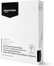 Amazon Basics Cardstock Paper, 8.5" x 11", 65 lb/176 gsm, x White 