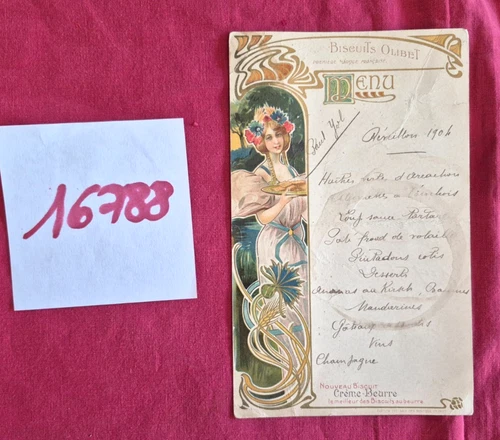 No. 16788 / biscuits OLIBET small menu style MUCHA New Year's Eve 1906