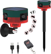 Solar Outdoor Motion Sensor Alarm-Dog Barking Gunshot Sound,130Db Loud Noise Mak