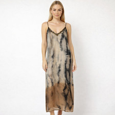 Mango Tie Die Maxi Dress Womens Size 4 Double Lined beaded neckline sleeveless