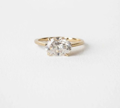 1ct Lab Grown Diamond Ring 14k Gold Solitaire Oval Minimalist Nickel Free