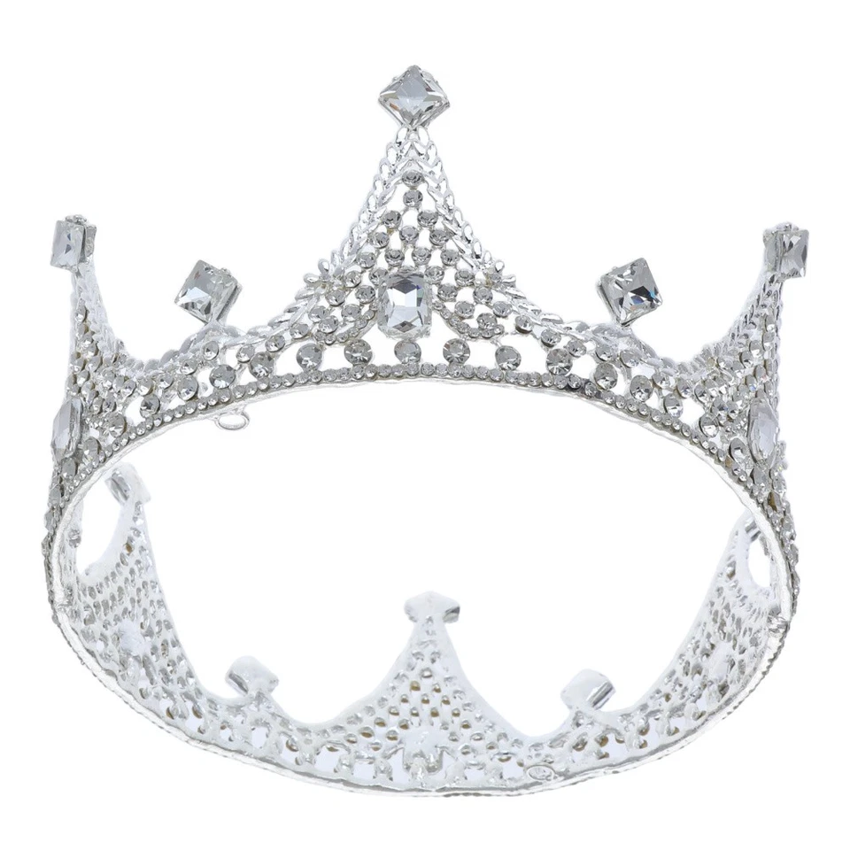 Copricapo reale con strass - Corona da ballo in argento per la festa nuziale, - Immagine 3 di 4
