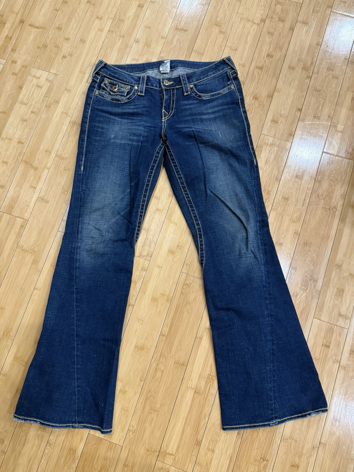 True Religion Disco Joey Big T Jeans Crystal Buttons Women’s 32 Flare Leg Y2K thumbnail 3