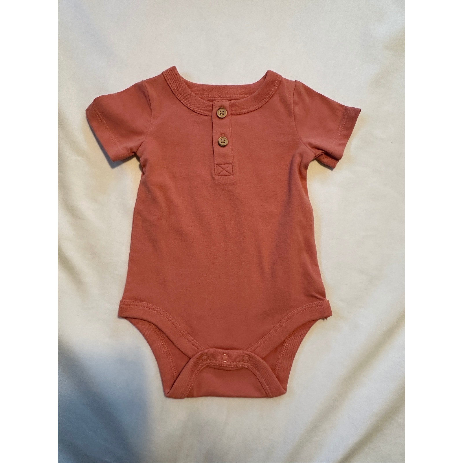 Cat & Jack Baby Bodysuit 0-3M Coral Short Sleeve Button Front 0-3 Months
