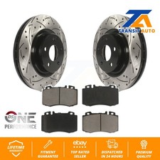 Front Drill Slot Brake Rotors Ceramic Pad Kit For Mercedes-Benz E350 SL550 SL500