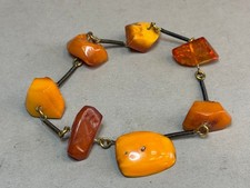 NATURAL OLD ANTIQUE YELLOW BUTTERSCOTCH BALTIC AMBER BRACELET 16,9 gr