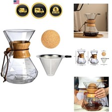 Pour Over Coffee Maker With Wood Sleeve，27oz/800mlPour Over Coffee Dripper,Po...