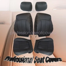 Both Side Bottom & Top Seat Cover Black + Headrest Fits 2009-2014 Ford F-150