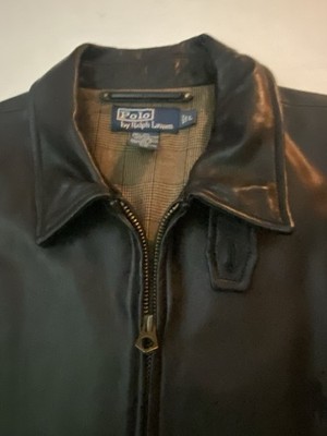 Polo Ralph Lauren Maxwell BLACK Lambskin Leather Jacket Sz LARGE