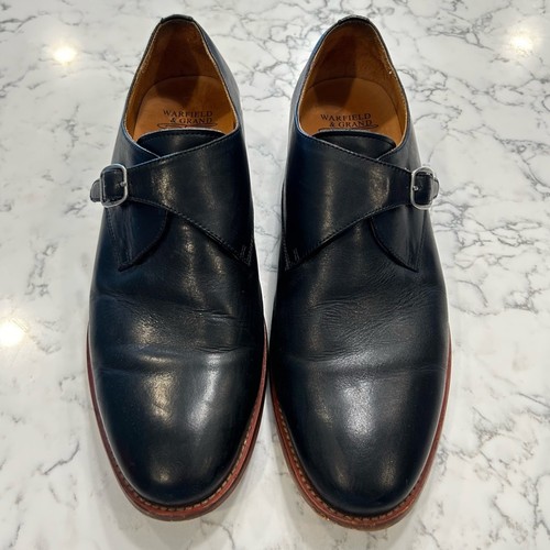 Warfield & Grand Black Leather Single Monk Mens Dress Shoe Size 10 - Picture 2 of 12
