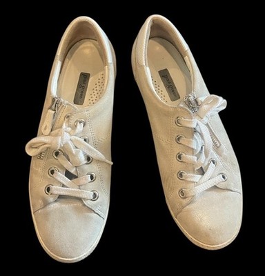 Paul Green Wilson Off White Metallic zip low top sneakers womens Sz EU 36 US 6