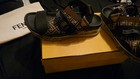 NIB Fendi Men's FF Logo Monogram Strappy Sandals Brown Tobacco Leather US 10 — photo 4