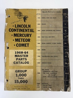 1960 - 64 Lincoln Continental Mercury Meteor Comet Master Parts Catalog Vintage