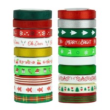 20 Rolls Christmas Ribbons 110 Yards 3/8 Inch Printed Grosgrain Gift Wrap