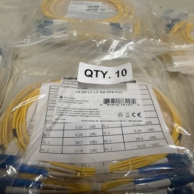 Lot of 10x  LEGRAND 810-LL7-009 3m LC-LC 9/125 OS2 Duplex Single-Mode PVC Fiber