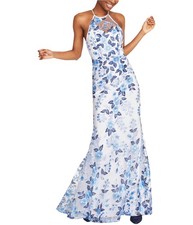 Sequin Hearts Womens Embroidered Gown Fit & Flare Dress, Blue, Juniors, 1