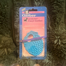 Gerber Safari Pals Vinyl Teether Blue Washable 3 Months MPN 76580