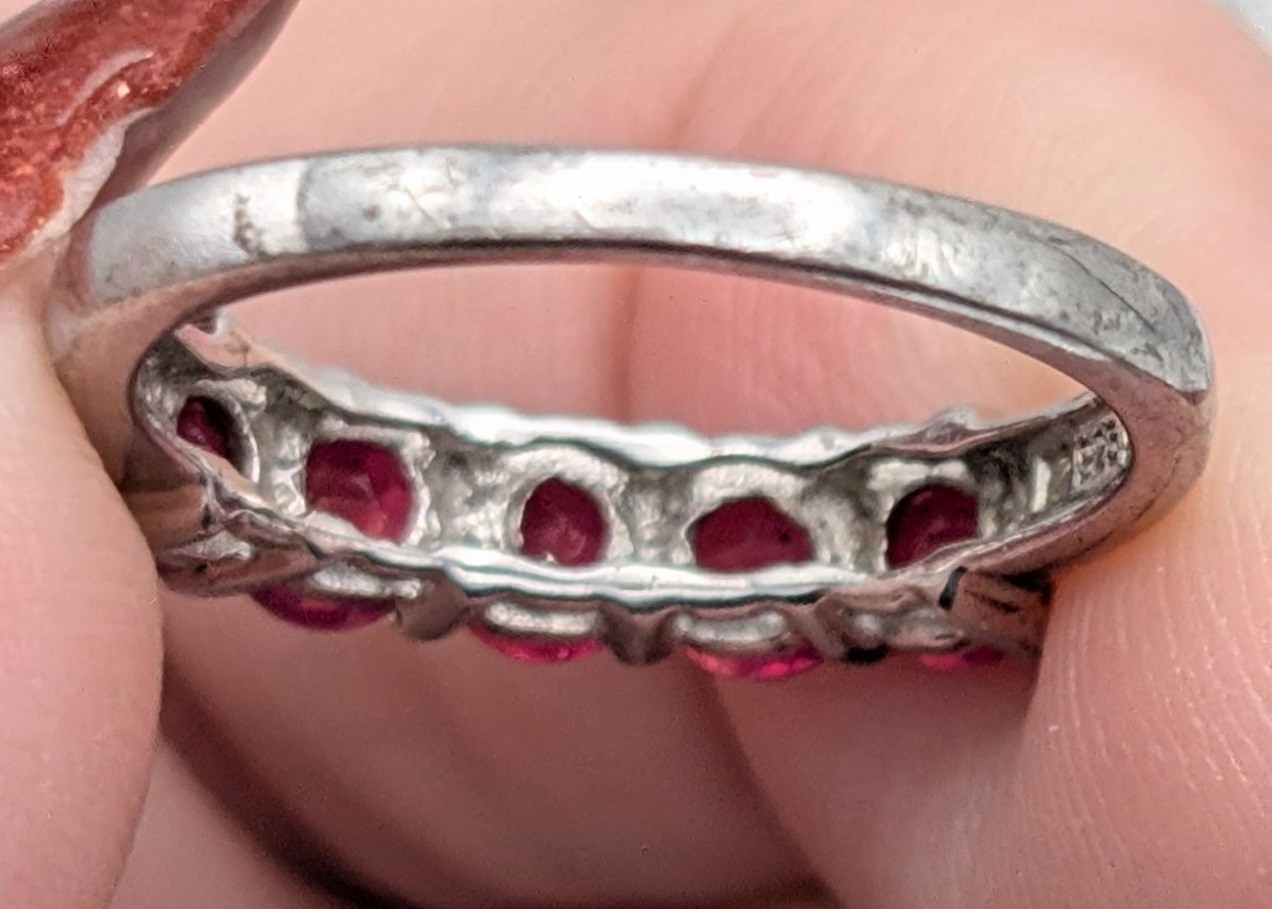 Sterling Silver Ring With Five Ruby-Colored Stone… - image 6
