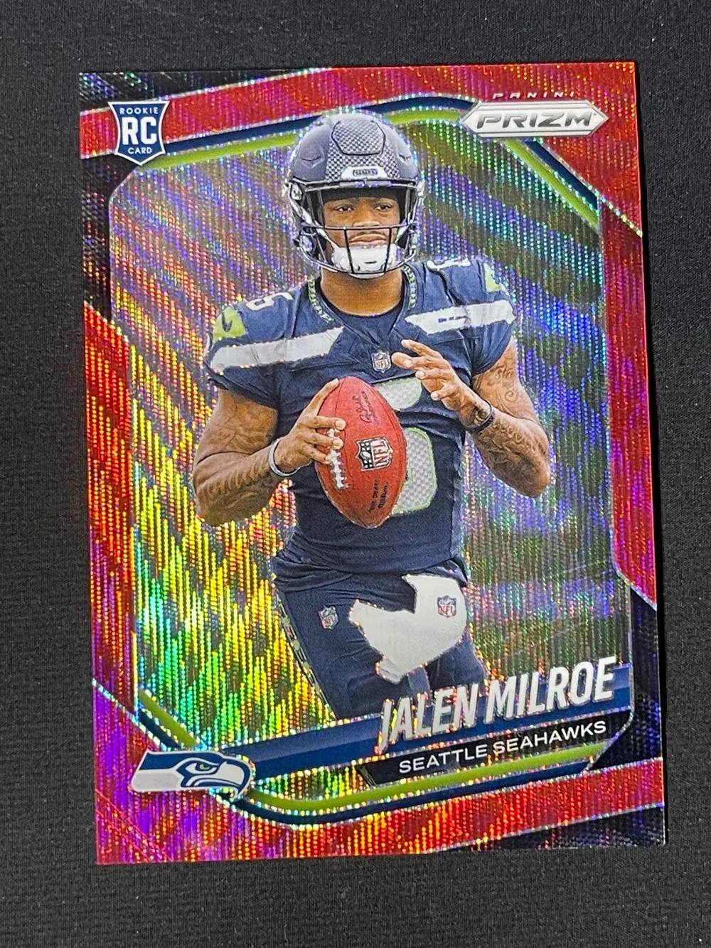 2025 Panini Prizm Rookie Red Wave #317 Jalen Milroe /149 (RC) Seahawks YT92