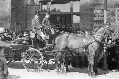 nqq-49 Pferdekutsche, Royal Visit Bognor Station, Sussex 1906. Foto