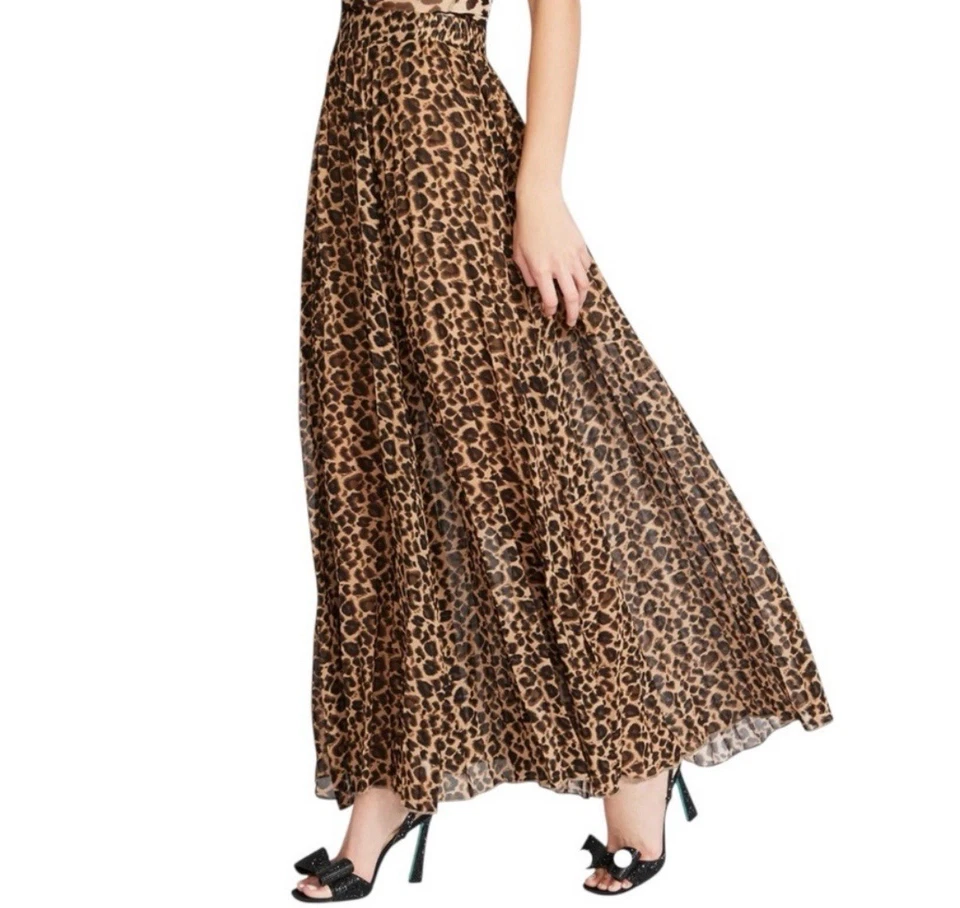Maxi falda plisada de leopardo Wild Thing de Betsey Johnson para mujer nueva con etiquetas talla pequeña Foto 2 de 4