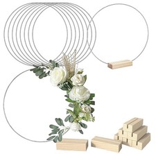 15 Set Metal Floral Ring Wreath Hoops 12  with 15 Wooden Stands