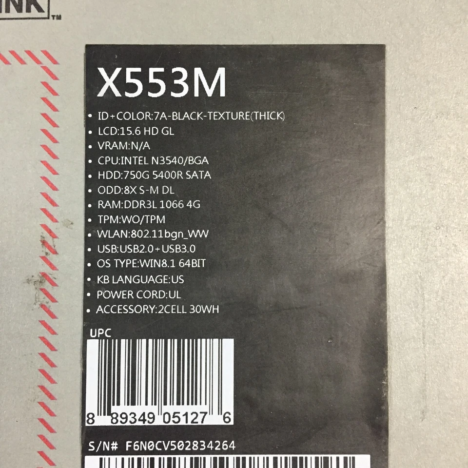 *Bad Battery*ASUS X553MA-BPD0705I 15.6" Laptop/N3540/4GB RAM/750GB HDD/Win 8.1 - Image 4 of 4